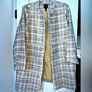 Tweed Coat Beige Gold Metallic Jacket